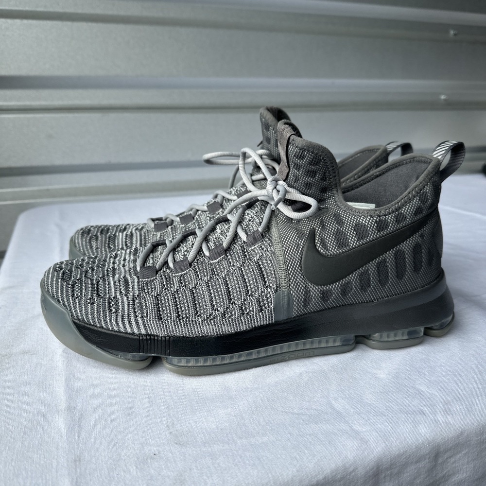 Nike Zoom KD 9 Fairmount Cool Grey Wolf Black Basketball Shoes 843392-002 Sz 13